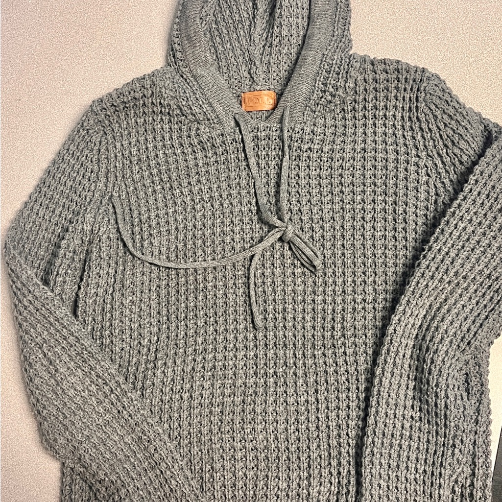 Gray Knit Hooded Sweater